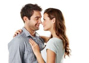 Young couple about to kiss, stock photo