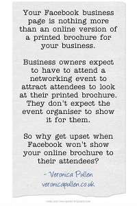 Quote card: 'Your Facebook business page is nothing more than an online version of a printed brochure'