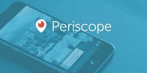 Periscope logo on a phone held in a hand