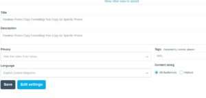 Vimeo upload page with the video file selected
